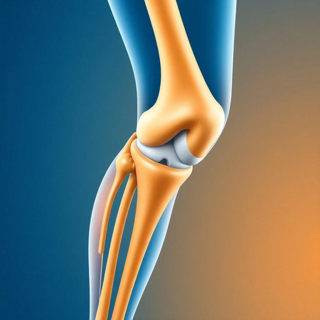 Medical illustration of knee joint anatomy